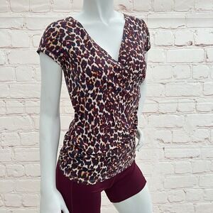 Merona Animal Print short sleeve tee shirt blouse top S/P